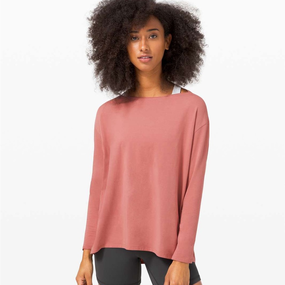Lululemon Back In Action Brier Rose Long Sleeve Top Size S